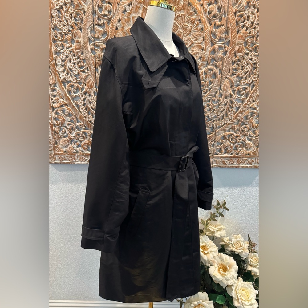 Lauren Ralph Lauren Black Belted Maxi Trench Coat- size 3X - Picture 3 of 12